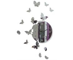 FLEXISTYLE - Grande Orologio da Parete Moderno, Motivo Farfalla, 30 cm, 15 Farfalle, per Soggiorno, Camera da Letto, cameretta dei Bambini, Prodotto in UE, Specchio, 30cm