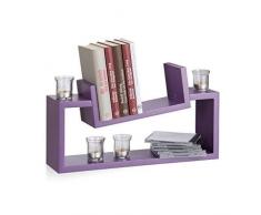 Relaxdays 10021819_131 Set 2 Mensole da Parete, Design Moderno, in Legno, Pensili, a Forma di U Obliqua, Viola