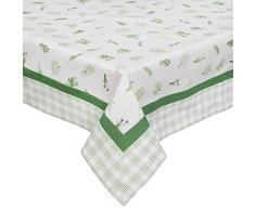 Clayre & Eef ROS15 - Tovaglia con Erbe aromatiche, 150 x 150 cm, Colore: Verde/Bianco
