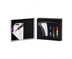 LE CREUSET GS141 Set di Cavatappi a Leva, 5 Salvagoccia, 12 Segnabicchieri, Poliammide, Nero