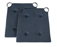Traumnacht Basic Cuscino per Sedia, Set di 2, Blu Scuro, 40 x 42 x 4 cm
