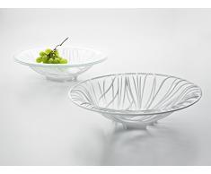 BUGATTI Flora Centro Tavola con Vetro, Bianco, ABS SOFFIATO