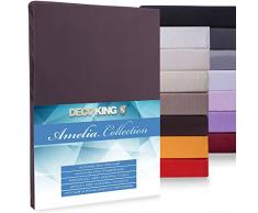 DecoKing 09567 Jersey Spannbettlaken 180x200-200x220 Braun Microfaser Spannbetttuch Brown Boxspringbett Amelia Lenzuola matrimoniali ad Angoli Elastici, Microfibra, Marrone, 200 x 220 x cm