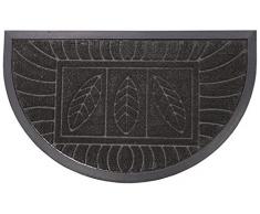 Deco Tapis - 1740159, Tappeto di Entrata Mezzo Luna, 45 X 75 Cm, Demi,Lune Feuilles, Tappeto DIngresso, Nero