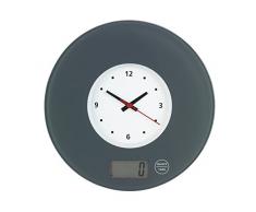 Wenko 53310100Â bilancia da cucina con orologio da parete vetro temprato Grigio