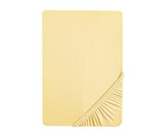 Biberna â Lenzuolo in flanella di cotone (2744), Lenzuolo con angoli jersey elasticizzato 100% cotone, molto morbido ed elastico per un letto singolo 90 x 190 cm a 100 x 200 cm, colore giallo chiaro, giallo, 90 x 190 cm