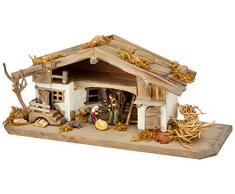 Unbekannt Presepe Natalizio NK04 â Presepe in Legno â Presepe da Tavolo con 5 Pezzi. Set di Figure in Legno Massiccio, 30 x 11 x 13 cm, Multicolore
