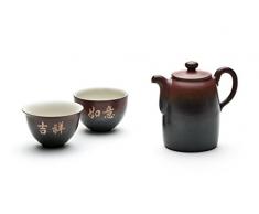 Lins Ceramics Studio by Tea Soul Set teiera e Due Tazze Nero e Rosso