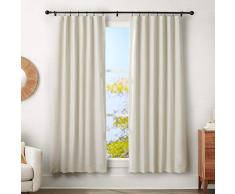 AmazonBasics - Bastone per tenda con terminali sferici, da 183 a 366 cm + anelli per tenda da 35,6 cm, diametro 2,5 cm, nero