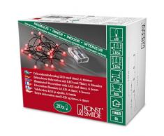 Konstsmide 1491-907 - Luci LED su filo, a batteria, 20 punti luce, timer integrato, colore: verde rosso