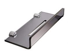 INDA A57090DL Avenue, Mensola con Supporti, Polimetilmetacrilato, Ottone, Cromo/Smoke, 13 x 30 x 7 cm
