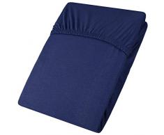 aqua-textil Viana Lenzuolo Elasticizzato Topper spessori per Letto Contenitore Cotone 90x200-100x200 cm Blu Scuro