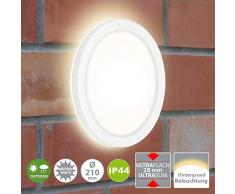 Briloner Leuchten Luce LED, Lampada da Parete da Esterno con retroilluminazione, 8 Watt, 1.200 Lumen, 4.000 Kelvin, Bianca, Rotonda, Ã 21cm
