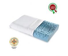 Goldflex Guanciale Fresh Sensitive Orto, Cuscino Cervicale Fresh Ortopedico Ultra Traspirante Ideale per Chi Suda Lavabile in Lavatrice Dispositivo Medico Detraibile Anallergico Antibatterico, Azzurro