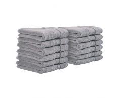 iDesign Spa Bagno con Fascia Intrecciato, Kit Piccoli Cotone 100%, Set da 12 Asciugamani Viso e Corpo con Nastro per Appendere, Grigio, 33,0 cm x 0,3 cm, unitÃ 