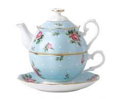 Royal Albert Polka - Set di teiera e Tazza, per 1 Persona, Colore Blu