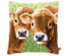 Kit per Punto Croce Cuscino 2Â Vitellino, Stick Immagine vorgezeichnet Kit per Punto Croce Cuscino, vorbeze ichnet, Cotone, Multicolore, 40Â x 40Â x 0,3Â cm