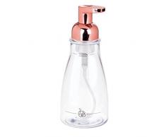 InterDesign 50159EU Dispenser Pompa Sapone Schiumogeno per Ripiano, Clear/Rose Gold, 7.6x7.6x18.9 cm