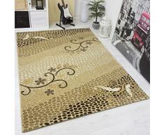 VIMODA vegas5154 tappeto dal design moderno con strass effetto nobile Elegant, alta qualità e di facile manutenzione, Gold / beige, 80 x 150 cm
