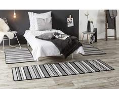 andiamo Bettumrandung Plano BrÃ¼cke LÃ¤ufer mit Streifen 1 x 65x200cm-2 x 65x133cm Galerie Tappeto, Polipropilene, Nero-Bianco, 65 x 200 x 0,6 cm, 3 unitÃ 