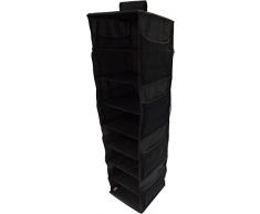 Neusu Contenitore per Lorganizzazione da Appendere nel Guardaroba - 8 Ripiani più 8 Tasche Laterali - Stoffa Robusta 600D - 30cm x 30cm x 125cm (100+ lt. di Volume) - Nero