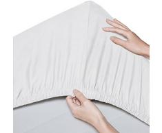 Pinzon - Lenzuolo con angoli, in cotone organico a 300 fili (confezione da 2) - 70 x 140 cm, Bianco