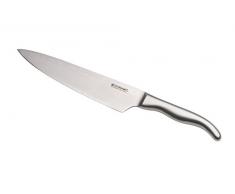 Le Creuset 98000320000100 Coltello da Chef, Lama Damasco 18/8 da 20 cm con Filo Liscio, Manico in Acciaio Inox, Inossidabile, Argento