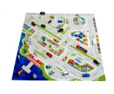 IVI NB/121MD034100100-IT Tappeto Ipoallergenico da Gioco in 3D per Bambini con Motivo Città Colorata, Multicolore, 100 x 100 cm