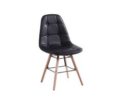 Tuoni Patty Sedia, Legno Rifinito Rovere, Finta Pelle, Nero, 4 Pezzi