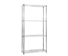 Drakes ampio display 180 centimetri x 90 centimetri x 35 centimetri Chrome Filo Scaffali con 4 ripiani/Tires, forte acciaio/alta qualità, ideale per riporre cucina, ufficio, commerciale, casa