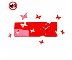 FLEXISTYLE Orologio Da Parete A Tazza LA TAZZINA Rossa 19x36 Cm - Silenzioso, Moderno, In Acrilico, Per Cucina, Bar E Ufficio