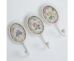 DiKasa Home Appendino 3P Fiori, Metallo, Multicolore, 5x34x25 cm