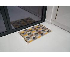Serdim Rugs Gelback Tappeto Antiscivolo dal Design Geometrico per Cucina e corridoi Multiuso â tappetini, Oro, 50 x 80 cm(18 x 27)