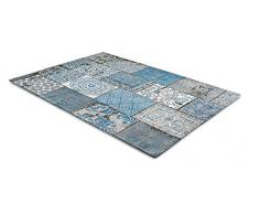 LIFA LIVING Tappeti da Salotto Moderno in ciniglia, Tappeti di Design a Quadri (Azzurro Grigio, 80 x 150 cm)