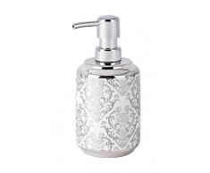 Wenko 22620100 Barock Dispenser di Sapone in Ceramica Bianca/Argento, 8Â x 9Â x 16,5 cm.