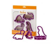 DECORA Confezione Tagliapasta Dinosauri, Plastica, Viola, 4 Pezzi