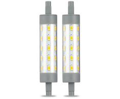 AmazonBasics Lampadina LED Lineare R7S 118 mm, 6.5W (equivalenti a to 60W), Luce Bianca Calda, Pacco da 2