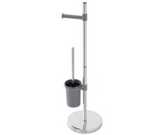 FERIDRAS 151055 Piantana con Portarotolo e Scopino, Grigio, 14x14x79 cm