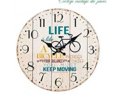 Molhome Vintage Orologio da Parete, Legno, Multicolore, 34 x 34 x 4 cm