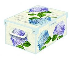 Scatola per la sistemazione in cartone, per armadio, regalo, vestiti, oggetti, ORTENSIE 25 x 35 x 17,5 cm