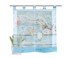 Home Fashion Voile Tenda con Passanti Stampa Digitale Maritim, Poliestere, Blu, 140Â x 100Â cm