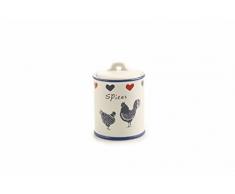 Villa dEste Home Tivoli Rooster Barattolo Spezie, Gres, Bianco/Blu