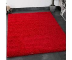 VIMODA Prime Tappeto Shaggy Colore Pelo Lungo Moderno per Soggiorno Camera, Dimensioni: 150 cm Quadrato - Rosso, Ø 160 cm Tondo