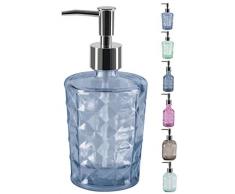 Spirella Collezione Carla, Dispenser di Sapone Liquido Ã 8,5Â x 18,5Â cm (0,4Â Litri), Vetro Riciclato, Blu