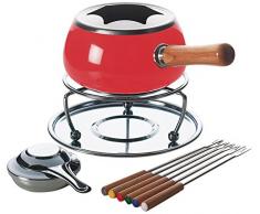 Excelsa Chalet Servizio Fonduta, Metallo, Rosso, 11 Pezzi