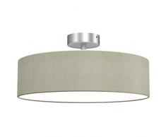Briloner Leuchten Plafoniera da soffitto con Paralume in Tessuto – Ideale per Soggiorno e Camera da Letto – 2 x E27 Max. 40 WA W, Taupe-Satin, Ø 40cm
