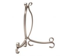 iDesign Leggio per libri, Espositore piatti grande ideale per i libri di ricette, Reggilibri da tavolo regolabile in metallo, argento opaco