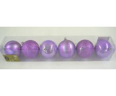 Festive Productions Ltd - Palline assortite per Albero di Natale, 80 mm, Confezione da 6, Colore: Lilla