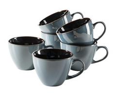 MÃSER Collezione Scuro Set Tazze Cappuccino Jumbo in Ceramica per 6 Persone, 450 ml, Blu, Grès