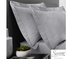 Serene Plain Dye Federa Facile da Pulire, Confezione Doppia, Grigio, Oxford